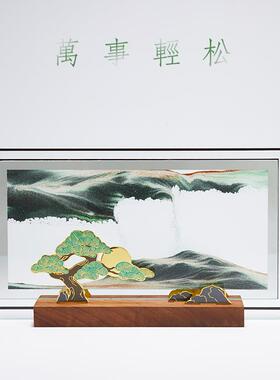 马鹿万事易流沙画饰品沙漏新中式装饰客厅办公室桌面生日礼物