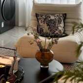 插花渐变蘑菇感欣奢可琉璃花瓶手工琉璃摆件高级灰棕艺术花瓶轻