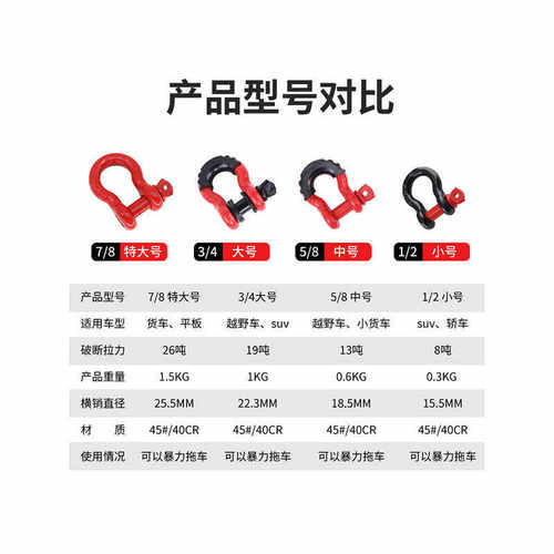 u杠直销工厂挂钩型绳钩大号牵引改装前后拖车钩越野车拖车配件u扣