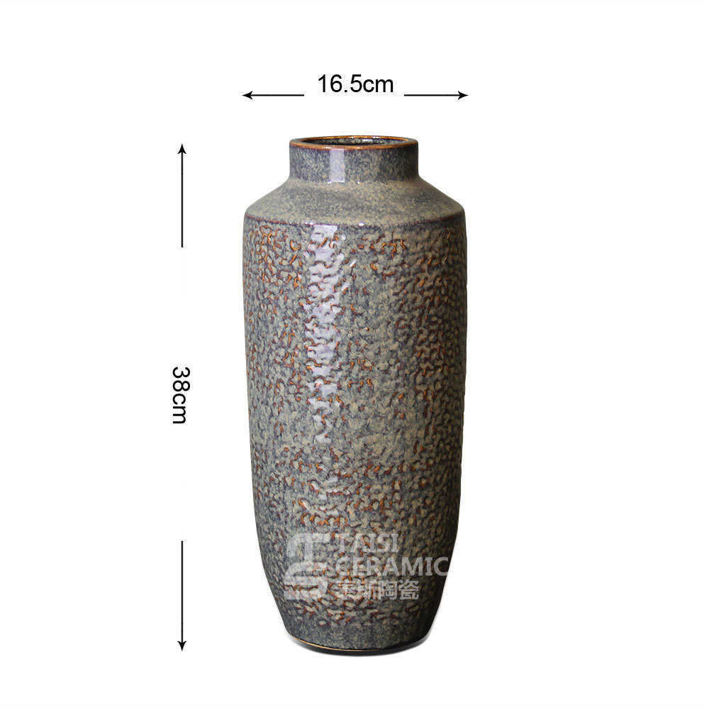胚装饰陶瓷样板间器花花插摆件复古瓷器工艺品陶艺摆件素花瓶大号