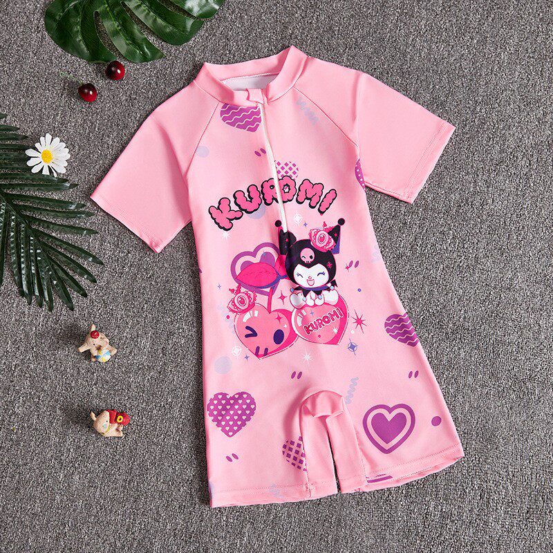 2025季新款儿童泳衣女童中小童连体泳衣泳装卡通男童短袖套装