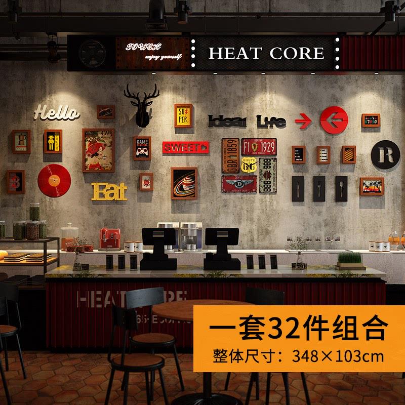 复古餐饮饭店墙面装饰创意烧烤店工业风酒吧咖啡馆3d立体墙壁贴画图片