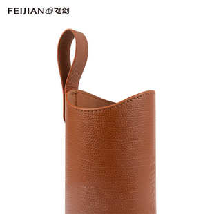 飞剑出品头层牛皮复古手提杯套直筒轻奢杯套高级简约杯套