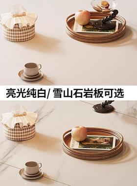 冬熊岩原木木风折VHC叠方圆桌用饭桌现代简约家用白蜡两可伸缩板