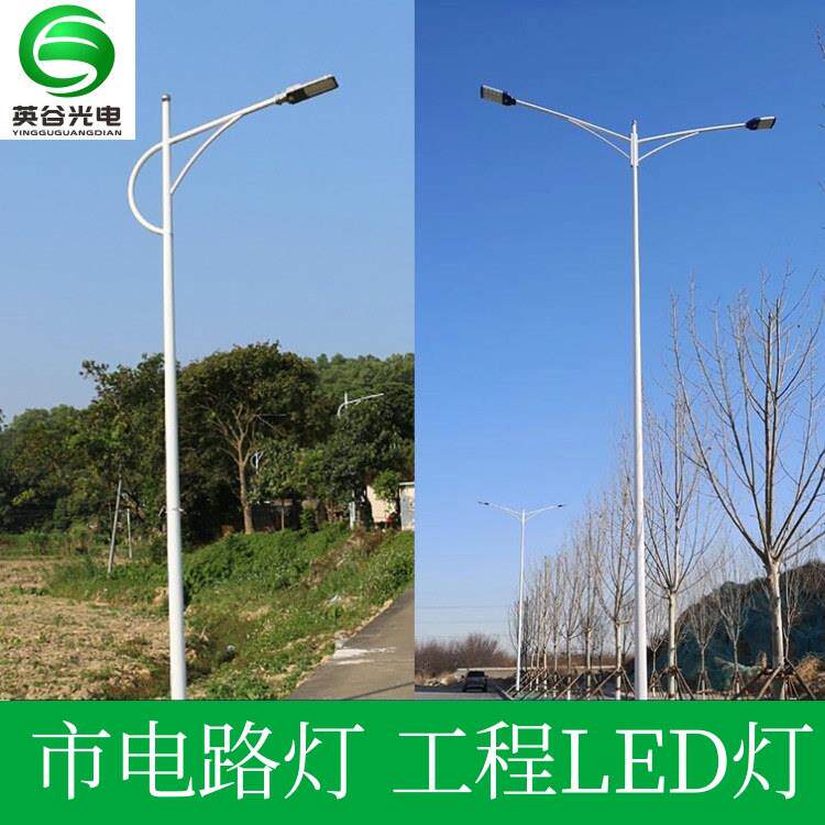 6米7米8米市电LED路灯户外大功率超亮单双头乡村亮化热镀锌灯杆
