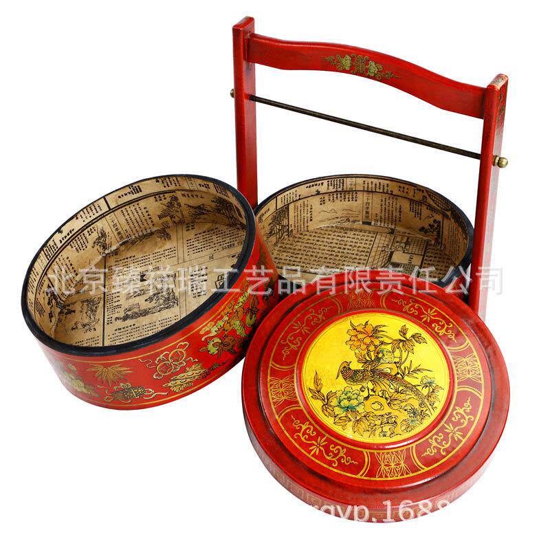 仿古手提篮食盒首饰盒仿古皮盒