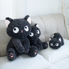夜光可爱卡通黑猫毛绒玩具安抚布娃娃生日礼物沙发摆件床头抱枕