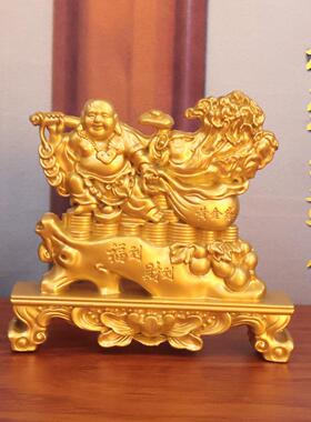 沙金大肚弥勒佛摆件家居客厅佛像供奉沙金工艺品公司开业乔迁礼品