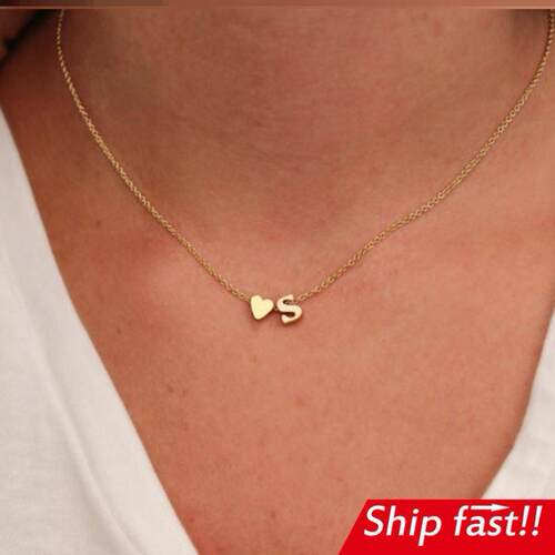 fashion jewelry necklace letter short women chain heart