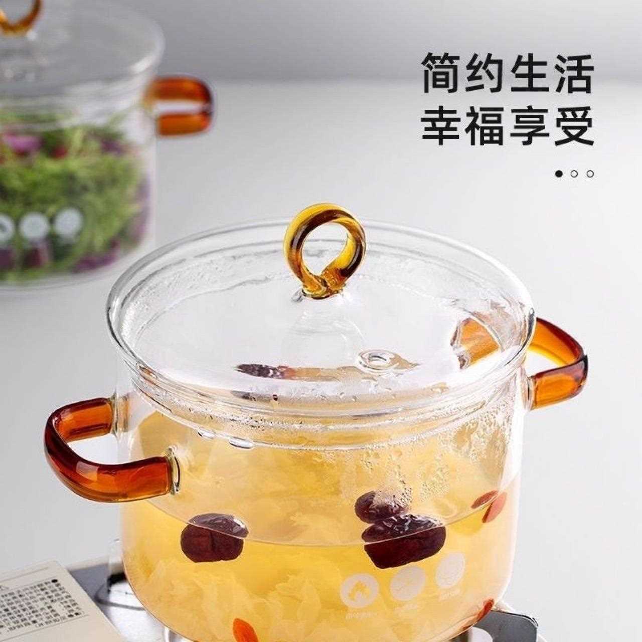 新款直销高硼硅玻璃锅炖汤家用煮锅燃气明火耐高温汤耐高温玻璃锅