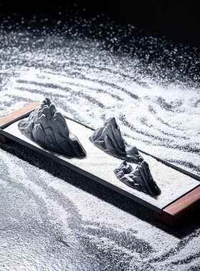 新F8756T6S中式创枯山水沙微观意陶瓷桌景面小摆件家居室内禅意假