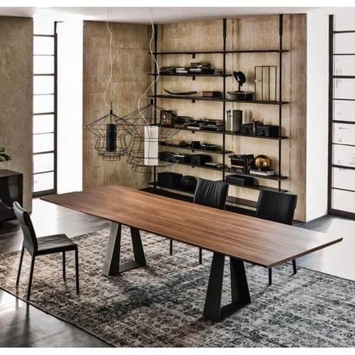 北欧设计师实木办公桌会议桌电脑桌简约现代铁艺工作台工业风餐桌