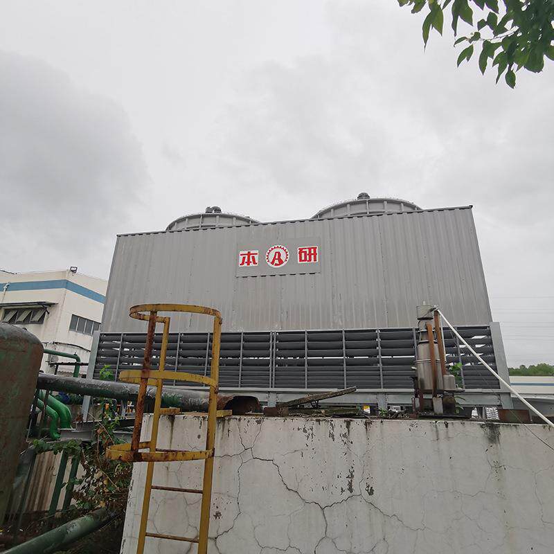高新材料企业配套方形逆流工业型冷却水塔玻璃钢外壳配套凉水池
