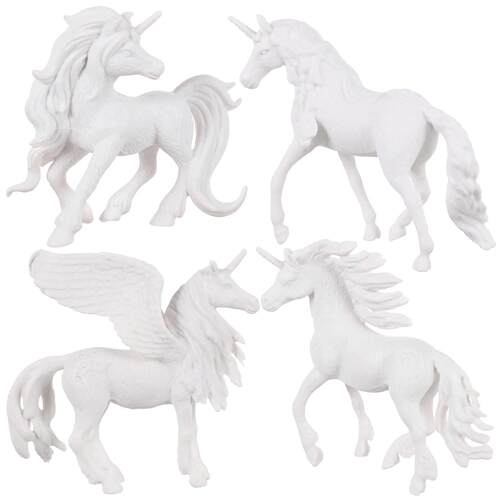 4 Pcs Coloring White Embryo and Crafts for Kids Unicorn Toy