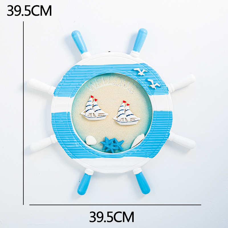 木质海洋舵手立体挂饰船舵壁挂地中海装饰船舵方向盘3d
