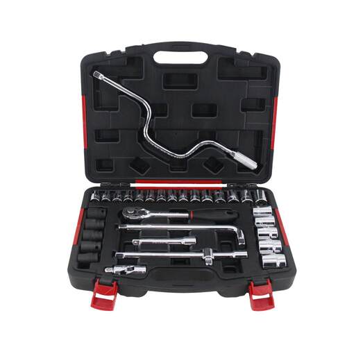 力易得32件12.5MM系列公制六角套筒套装机修工具组套E1217A