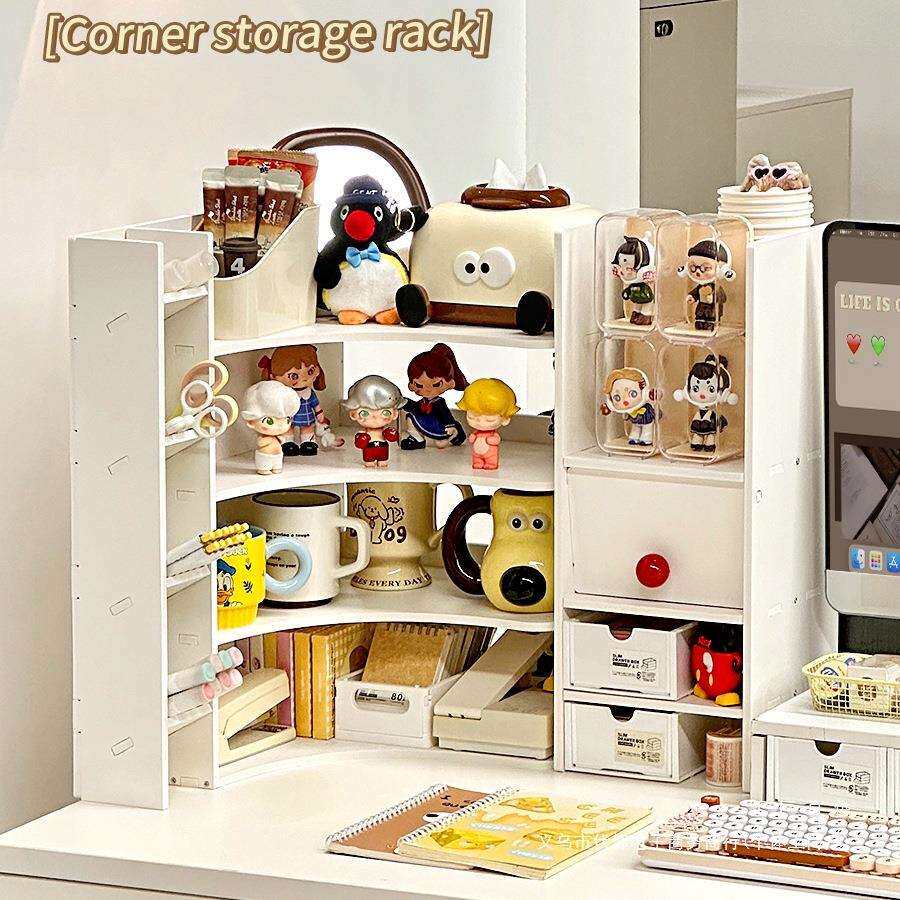 办公桌转角置物架办公室工位桌面改造收纳文具便签杂物收纳架