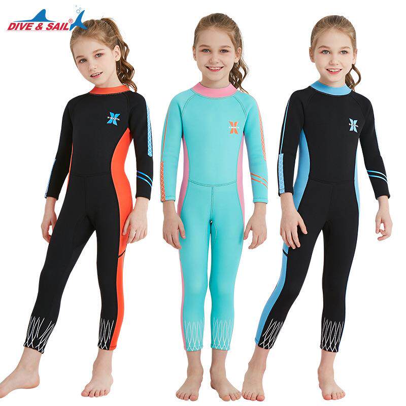 厂家新款2.5mm儿童潜水服女连体保暖浮潜服漂流防晒水母泳衣