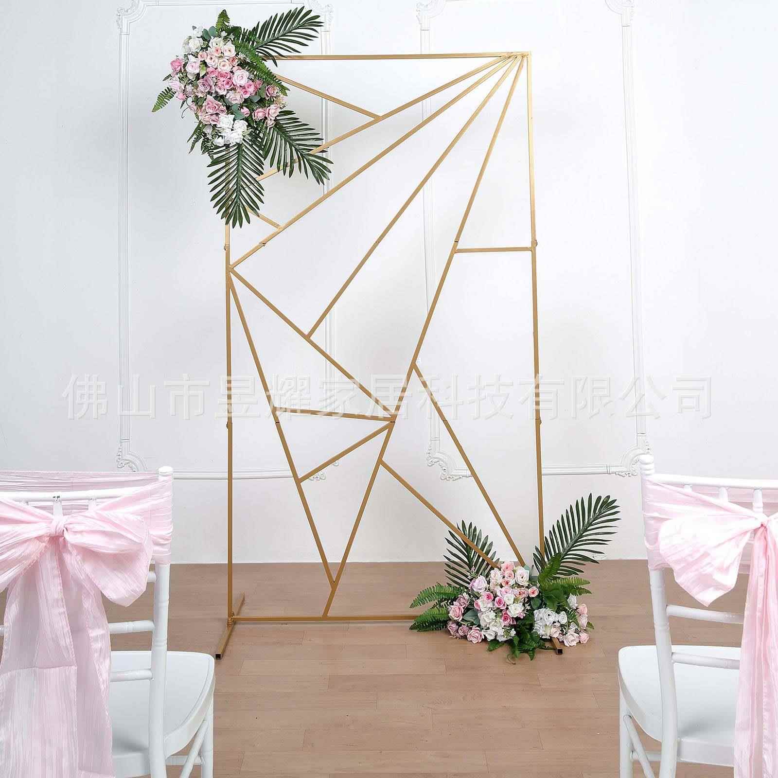 喷漆金色背景架网红款金属几何框架婚庆浪漫鲜花打卡背景