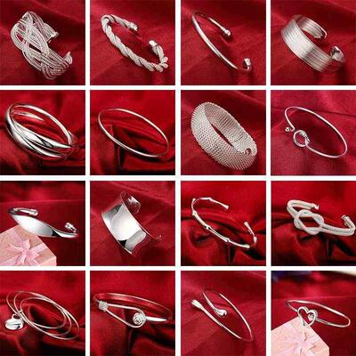 Wholesale Fine 925 Sterling Silver Bangles Bracelet Charms H