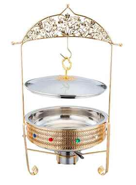 豪华酒店餐厅自助餐锈PEC炉可吊盖保炉花边不钢温色金酒精炉