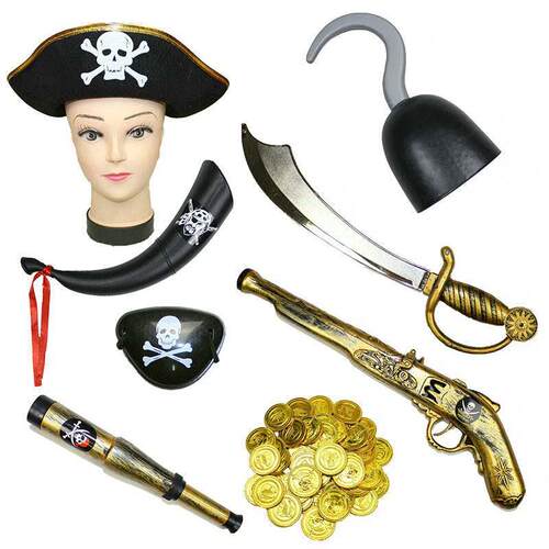 Halloween children dress up props pirate gun knife hook tele