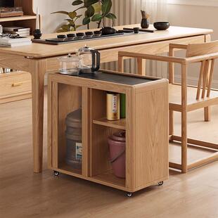 白蜡木全实木沙发边柜侧边茶几小户型带烧水可移动网红茶水柜边几