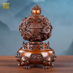 紫铜《九转干坤鼎》摆件时来运转球家居客厅玄关办公室桌面装饰品