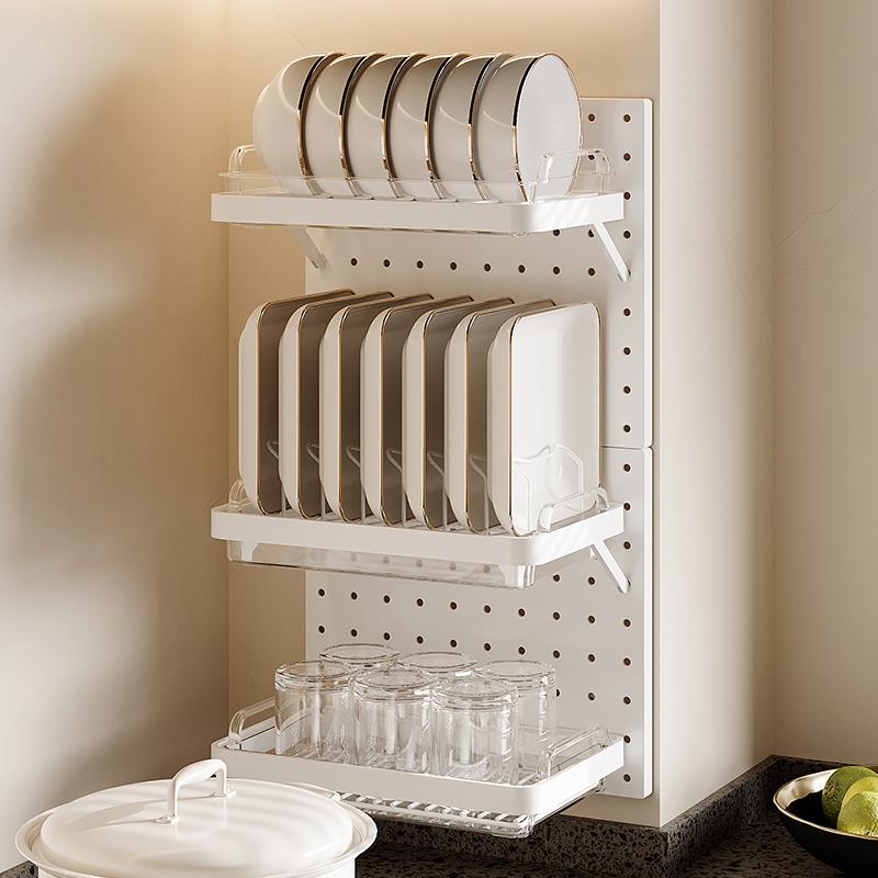 厨房碗架沥水架托盘壁挂免打孔家用碗碟收纳盒墙上收纳放碗置物架