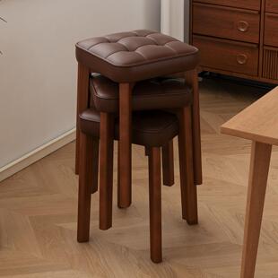 实木椅子家用软包餐椅小户型餐桌凳子可叠放客厅结实耐用简约餐凳