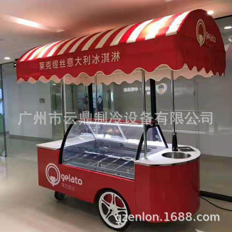 新款 户外雪糕车 12盘冰淇淋手推车 gelato cart 冰激凌展示车