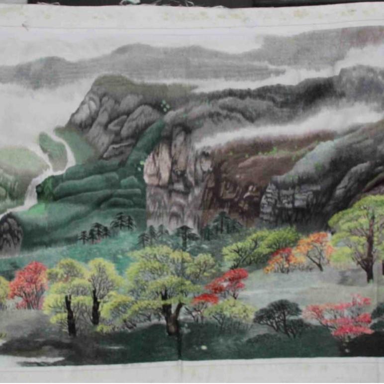 苏绣绣片家居客厅办公室装饰画苏州手工刺绣挂画山水风景画