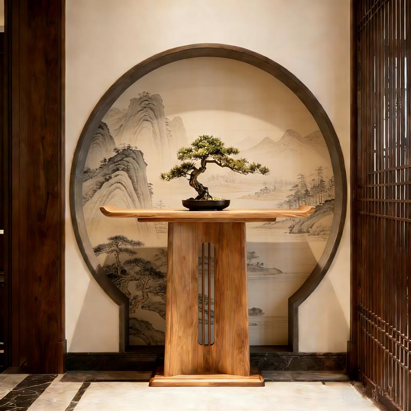 新中式玄关桌入户靠墙长条桌案台实木香案供桌条案条案禅意端景台