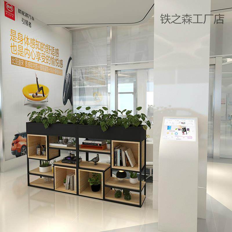 铁艺花架置物架客落地现代约绿简书萝矮花架隔断屏风架实木隔厅板