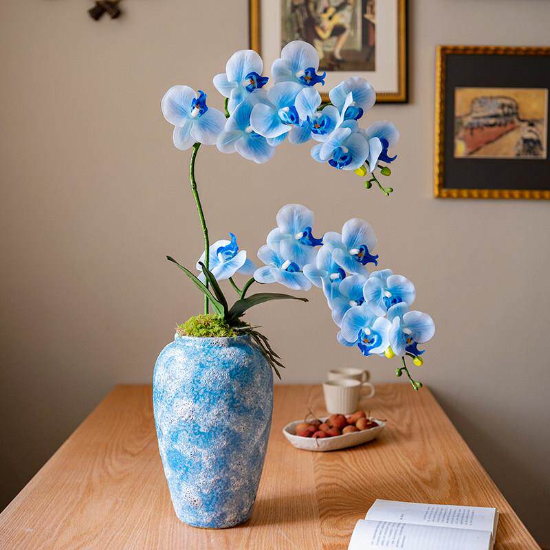 海虹景品蝴蝶兰假花彷真花摆设轻奢高端茶室餐桌玄关壁龛花艺摆件