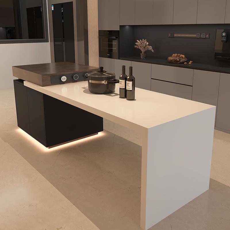 岛台餐桌一体家用可伸缩高级中岛岩板导台加开 放式意式厨房倒台