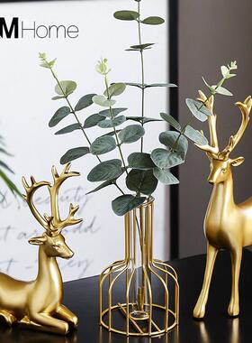 招财鹿摆件轻奢高档创意酒柜客厅办公桌面家居装饰品乔迁新居礼品