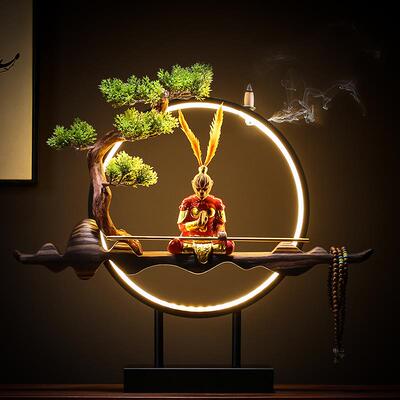 正品新中式灯圈齐天战圣斗圣佛孙悟空摆件倒流香关办大公室玄会所