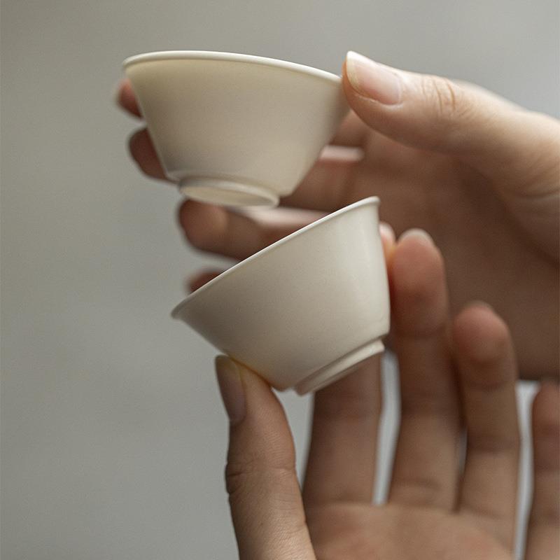 陶瓷手捏茶杯手工白瓷品茗杯斗笠杯 主人杯薄胎茶具小茶盏