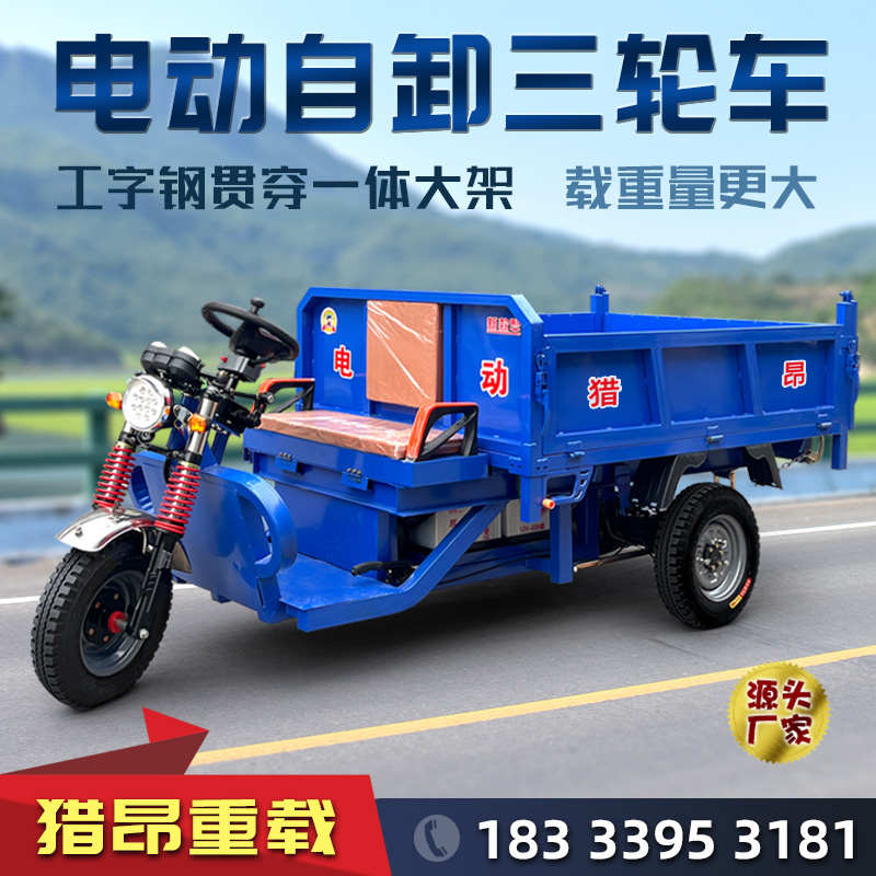 运输车自卸重载电动农用大功率用货拉猎养殖爬坡工地昂三轮车货运