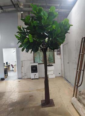 仿真琴叶榕树假绿植落地景观超市商场游乐场所装饰摆件假琴叶榕树