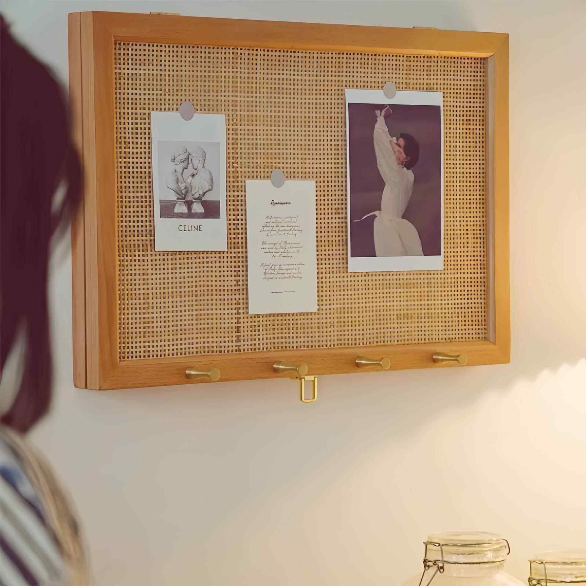 实木藤编F98HM9MS电置表箱遮挡装饰画挂带钩樱桃木电箱弱遮丑物架