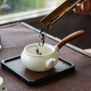 德化羊脂玉白瓷茶壶陶瓷侧把壶家用带过滤网大号单个功夫茶具单壶