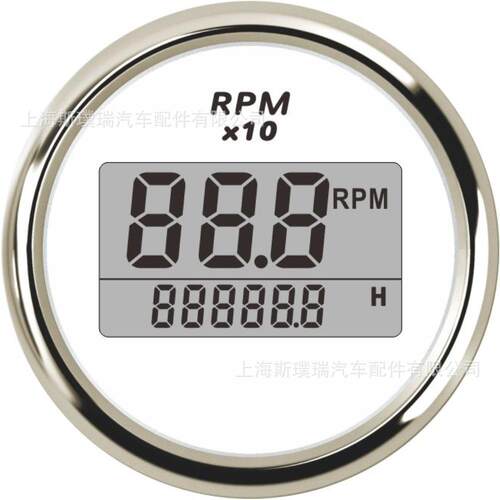 52mm数显转速表0-9900RPM改装车船发动机通用转速表速比可调