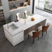 轻奢岩中岛台餐台一体台伸缩板现Z93代简约家用小户型料理台吧倒