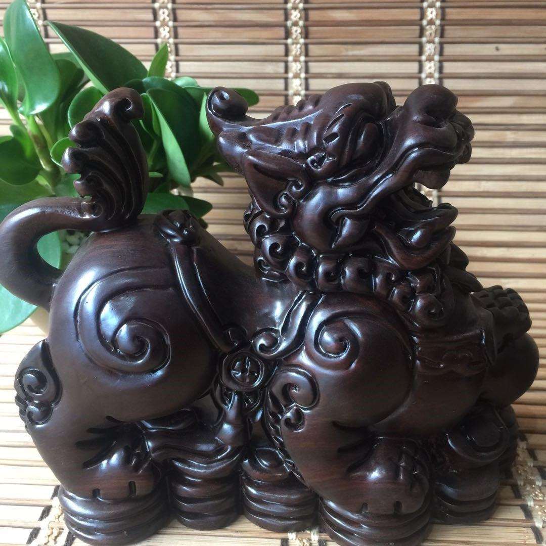 黑檀木雕进财貔貅一对大号家居办公摆设实木开业送礼招财木雕摆件