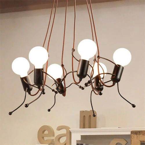 Little Man Hanging Lamp E27 Iron Swing Pendant Light