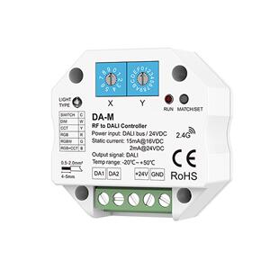 RGBW 6合1功能⽀持单⾊⾊温RGB DALI信号转换器 CCT RGB