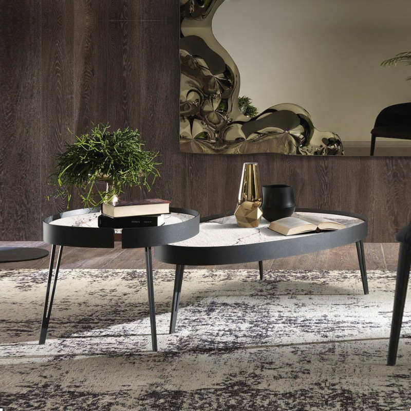 意式轻奢岩板茶几组合现代简约网红小户型家用创意客厅边几批发