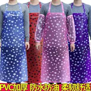 pvc围裙透明加长塑胶皮厚红色围腰防水防油男女厨房水产工厂围裙